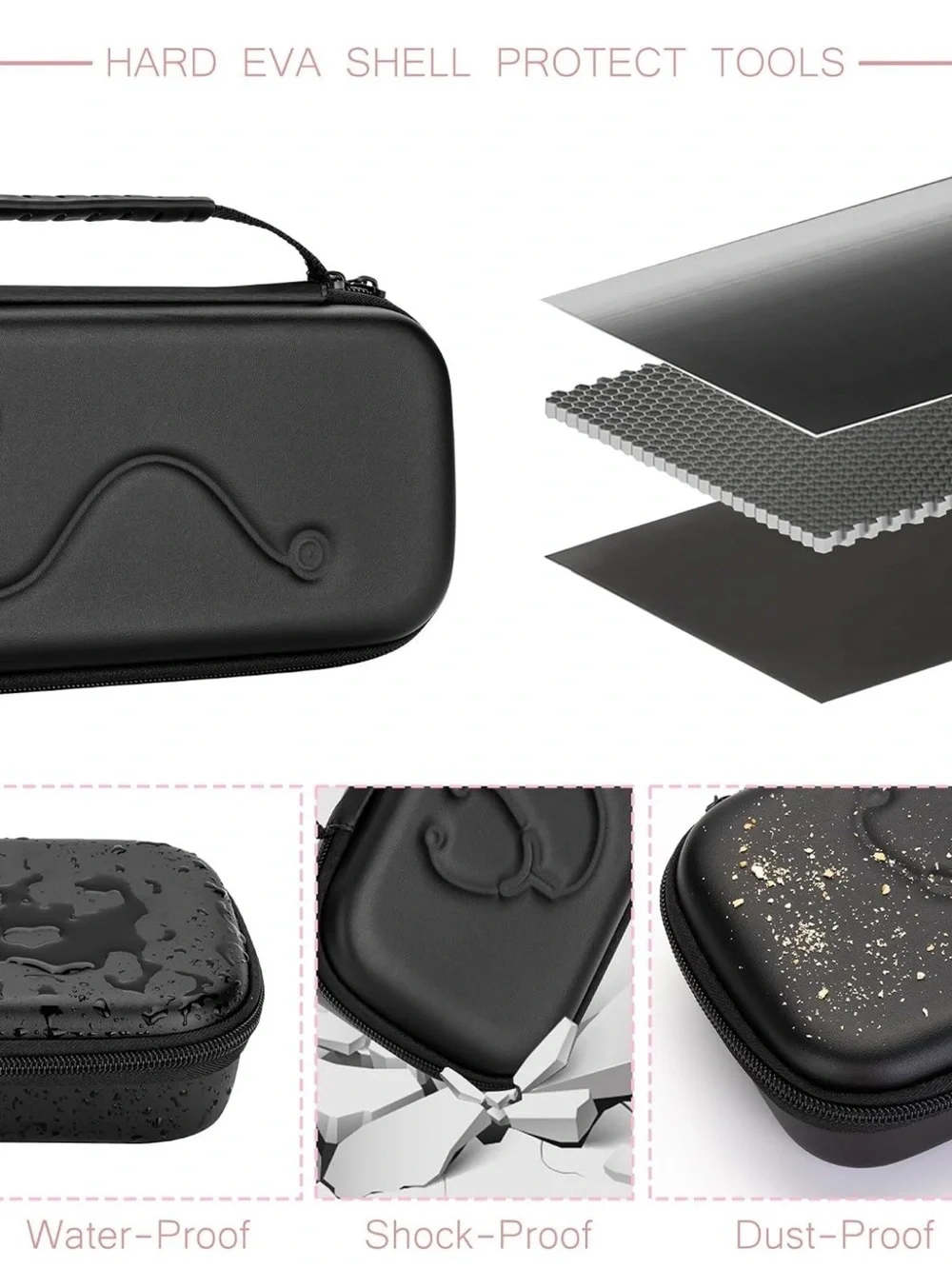 Black Hard Shell Medical Accessory Case with Handle